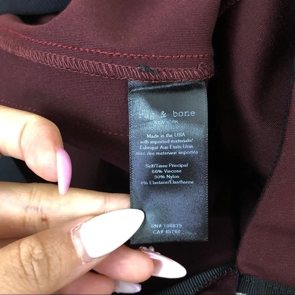 NWT rag & bone Simone Side Striped pants in Burgundy - Picture 8 of 11